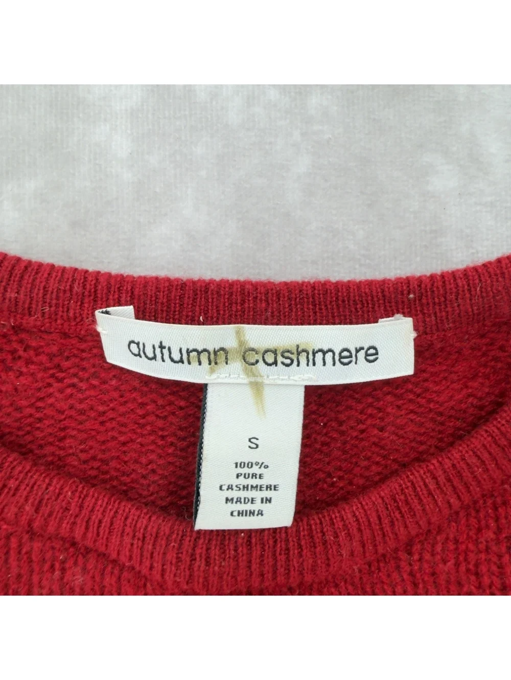 Autumn Cashmere Red 100% Pure Cashmere Crewneck Long Sleeve Sweater Small Y2K